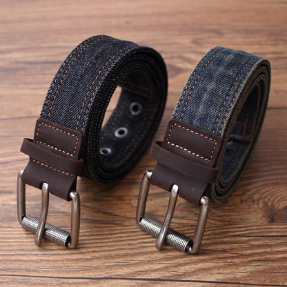 Vintage Mens Denim Slim Belts Denim Blue Belts Vintage Belts For Men