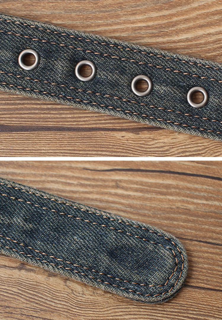 Cool Blue Denim Slim Belt Denim Blue Belt Vintage Denim Belt For Men Women