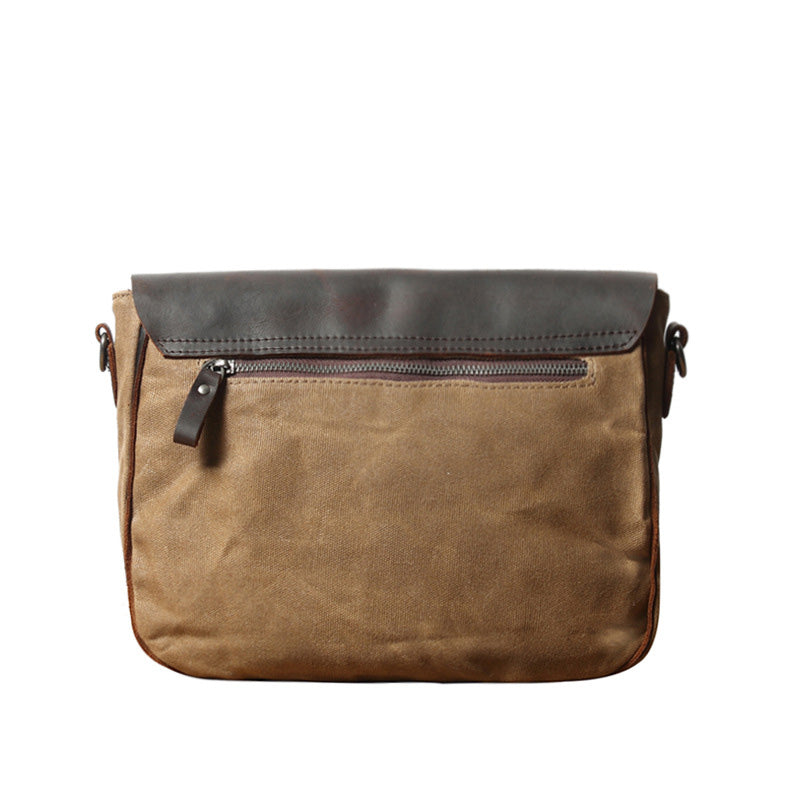 Khaki Waxed Canvas Side Bag Shoulder Bag Mens Cycling Khaki Canvas Messenger Bag For Men