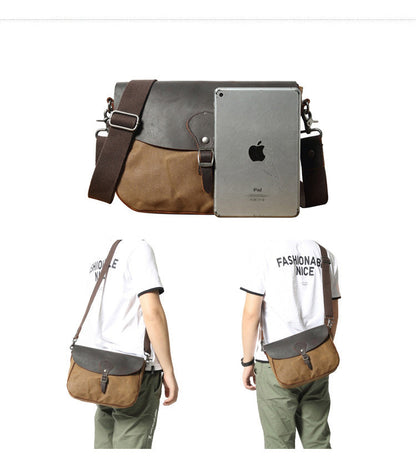 Gray Waxed Canvas Side Bag Shoulder Bag Mens Cycling Gray Canvas Messenger Bag For Men