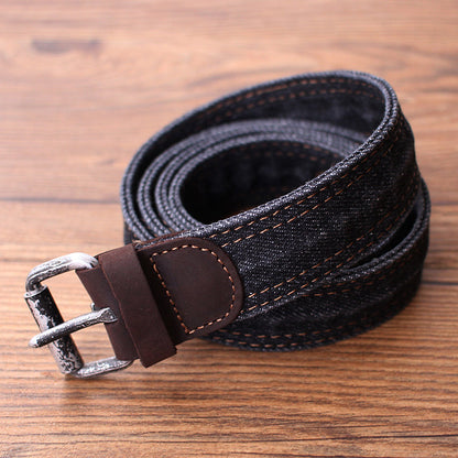 Cool Blue Denim Slim Belt Denim Blue Belt Vintage Denim Belt For Men Women