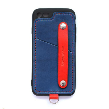 Handmade Blue Leather iPhone SE2 SE Case with Card Holder CONTRAST COLOR iPhone SE Leather Case