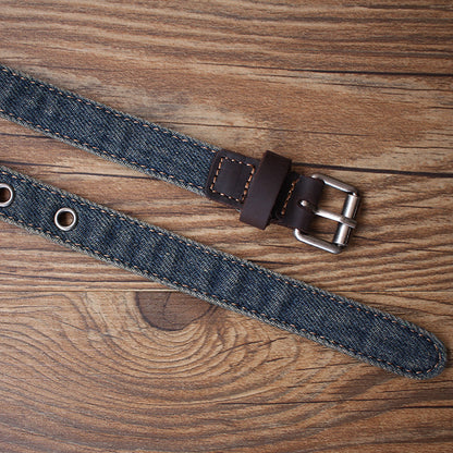 Cute Women Blue Denim Slim Belt Denim Blue Belt Vintage Belts For Women