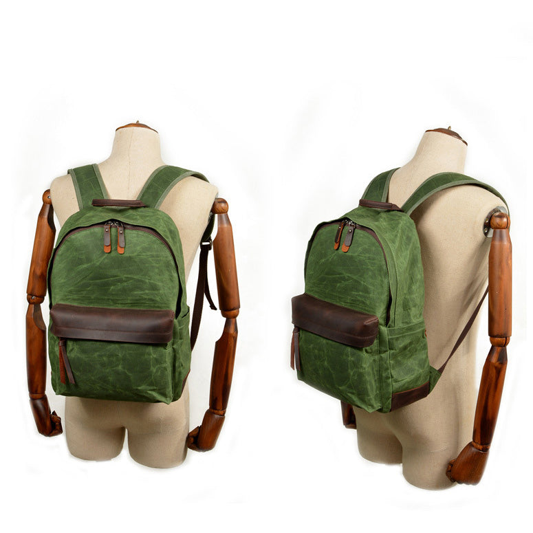 White Waxed Canvas Satchel Backpack Canvas Mens School Backpack Waterproof Hiking Backpack For Men