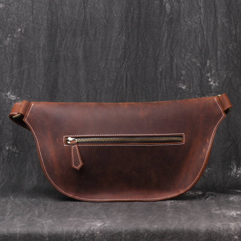 Vintage Brown Leather Men's Fanny Pack Hip Pack Waist Bag For Men