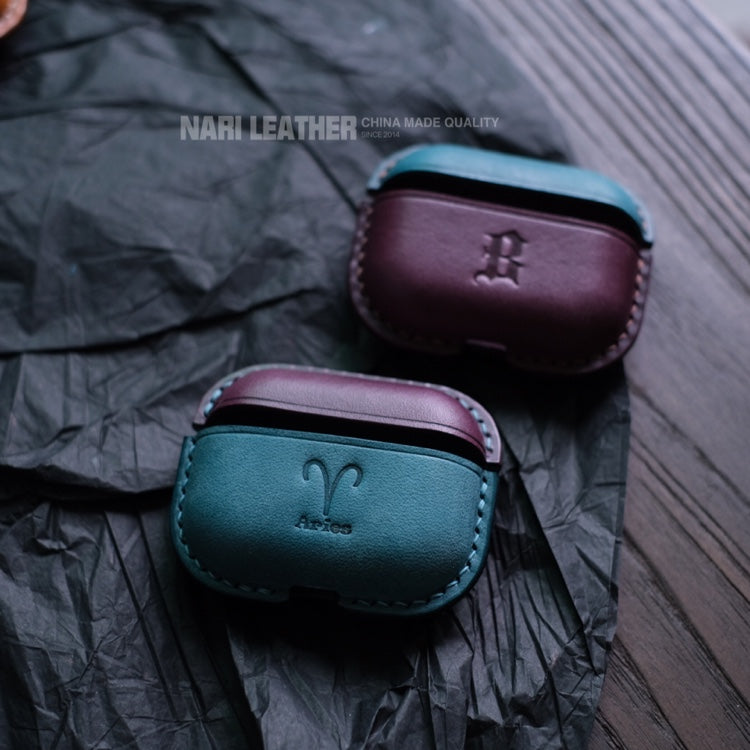 Personalized Blue&Purple Leather AirPods Pro Case Custom Purple&Blue Leather Pro AirPods Case Airpod Case Cover