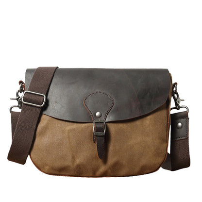 Gray Waxed Canvas Side Bag Shoulder Bag Mens Cycling Gray Canvas Messenger Bag For Men