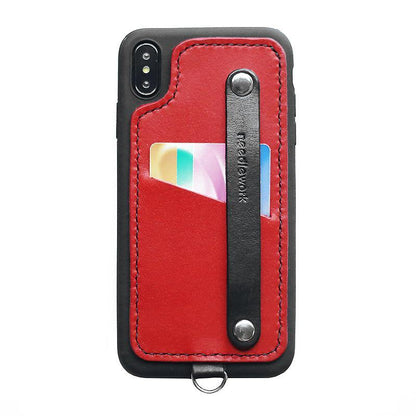 Handmade Black Leather iPhone X Case with Card Holder CONTRAST COLOR iPhone X Leather Case