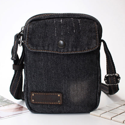 Vintage Mens Denim Mini Phone Shoulder Bags Denim Phone Crossbody Bag for Women