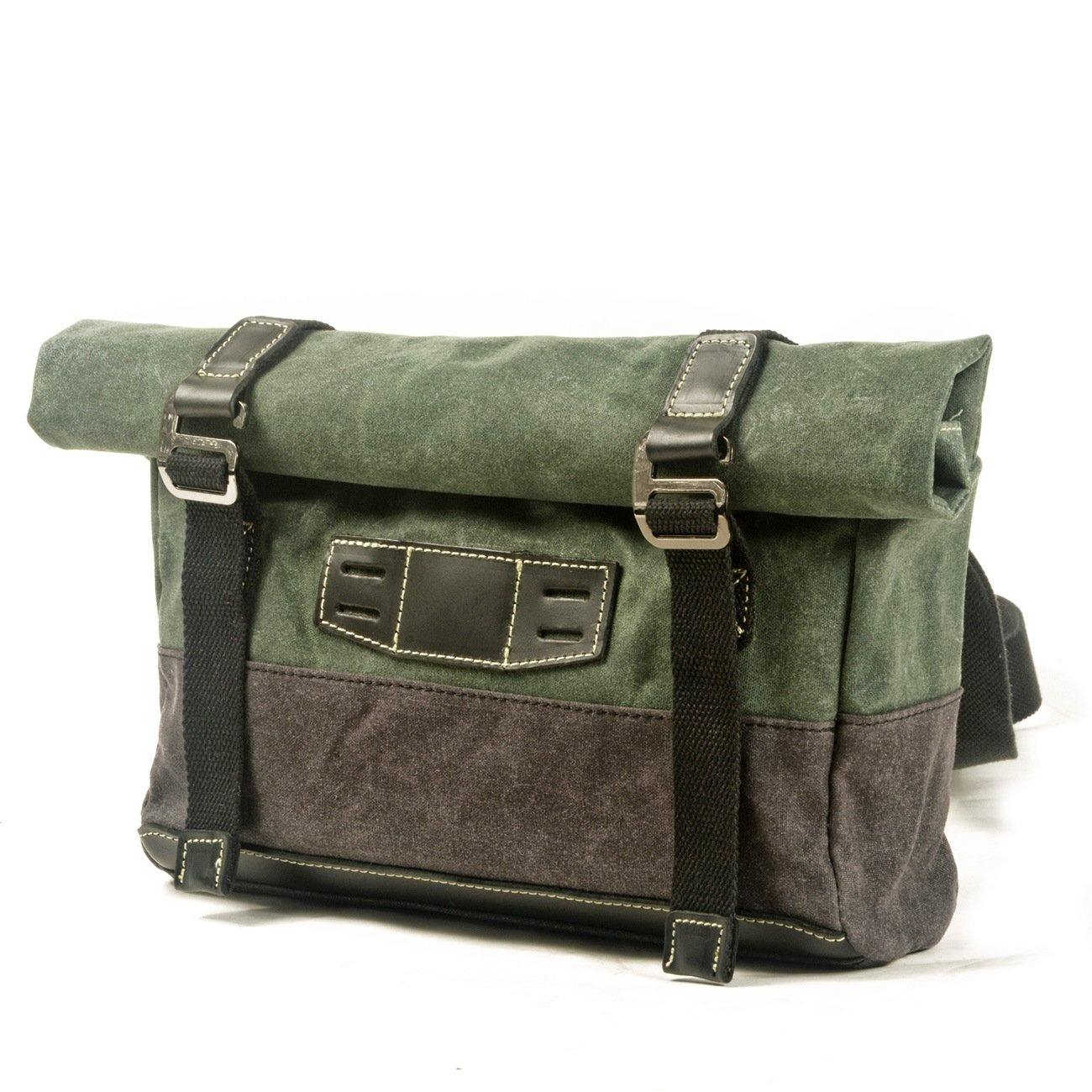 Khaki Waxed Canvas Mens Cycling Messenger Bags Black Canvas Cycling Side Bag For Men