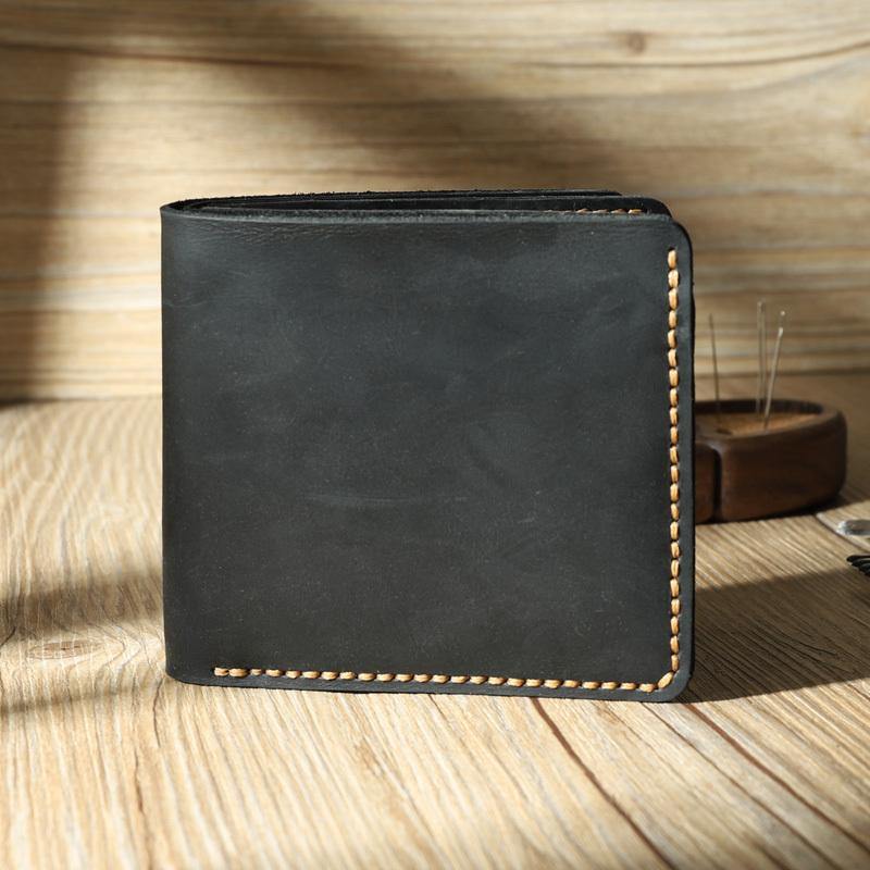 Handmade Leather Mens Trifold Billfold Wallet Personalize Trifold Small Wallets for Men