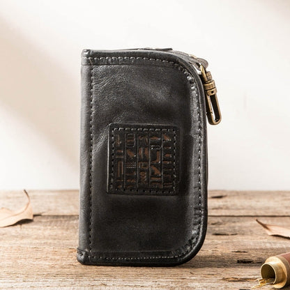 Black Leather Mens Key Holder Wallet Car Key Wallet Key Holder Card Holder For Men