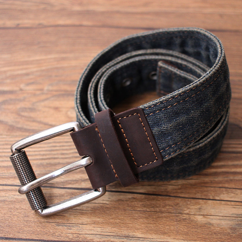 Vintage Mens Denim Slim Belts Denim Blue Belts Vintage Belts For Men