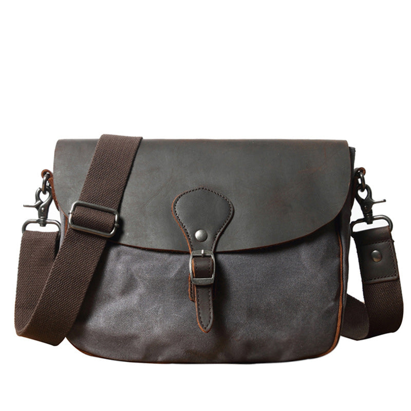 Gray Waxed Canvas Side Bag Shoulder Bag Mens Cycling Gray Canvas Messenger Bag For Men