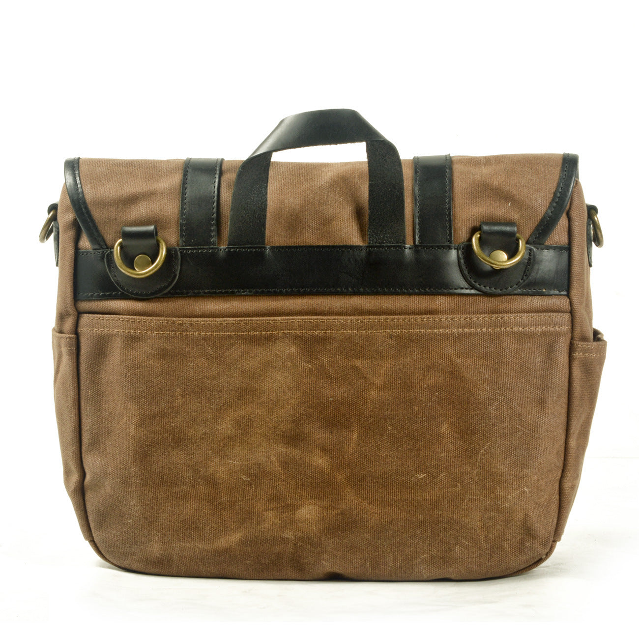 Khaki Waxed Canvas Leather Mens Cycling Messenger Bags Khaki Canvas Side Bag For Men