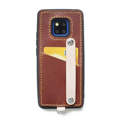 Handmade Blue Leather Huawei Mate 20 Pro Case with Card Holder CONTRAST COLOR Huawei Mate 20 Pro Leather Case