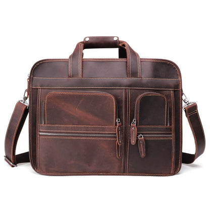 Vintage Brown Leather Men's 15¡®¡¯ Laptop Briefcase Handbags Black Professional Briefcase For Men