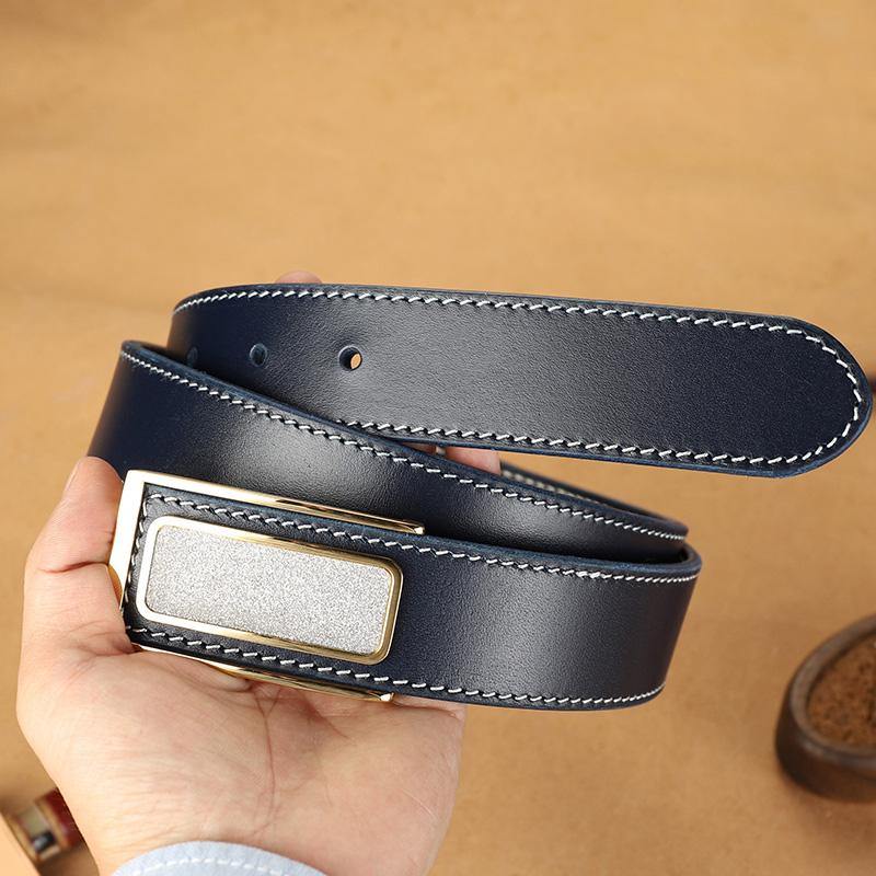 Handmade Mens Black Leather Leather Belts PERSONALIZED Leather Buckle Belt for Men