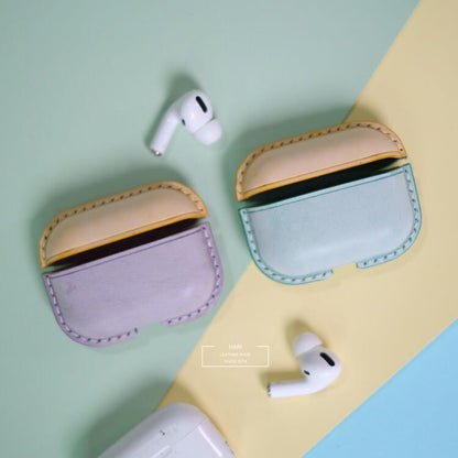 Personalized Yellow Leather AirPods Pro Case Custom Yellow Leather Pro AirPods Case Airpod Case Cover