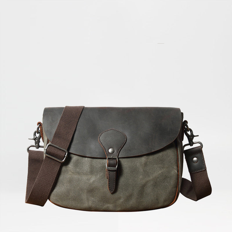 Gray Waxed Canvas Side Bag Shoulder Bag Mens Cycling Gray Canvas Messenger Bag For Men