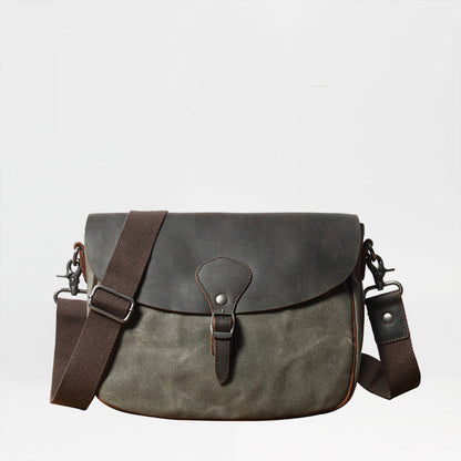 Gray Waxed Canvas Side Bag Shoulder Bag Mens Cycling Gray Canvas Messenger Bag For Men