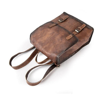 Fashion Brown LEATHER MEN'S College Backpack Travel Backpack Satchel School Backpack For Men