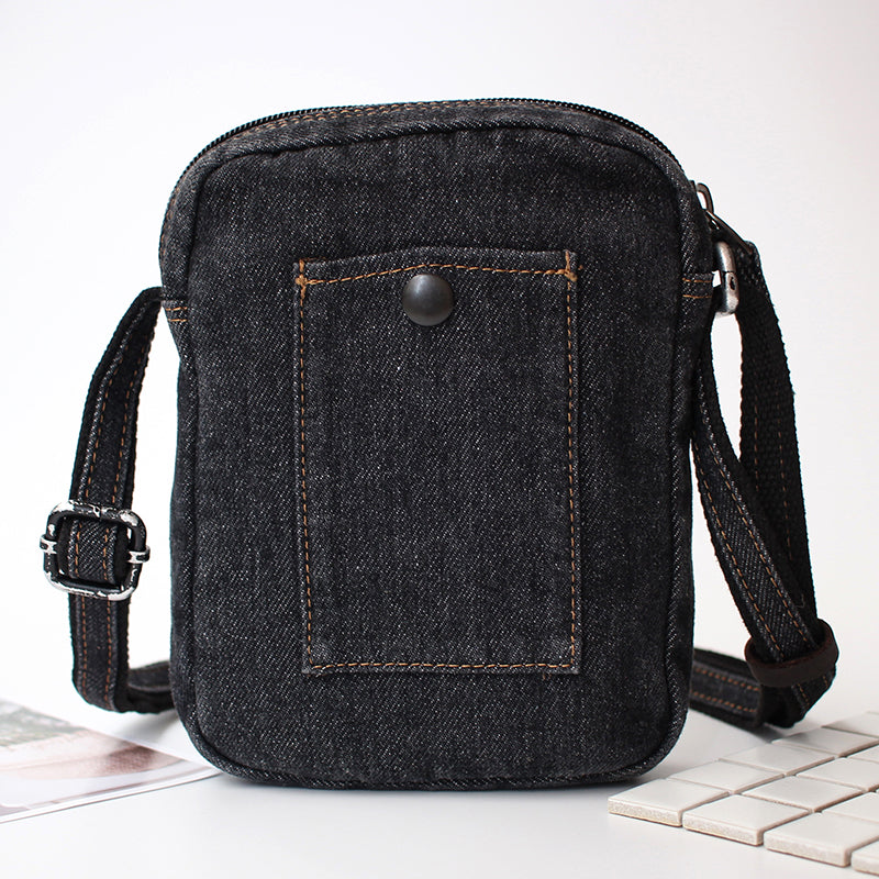 Vintage Mens Denim Mini Phone Shoulder Bags Denim Phone Crossbody Bag for Women