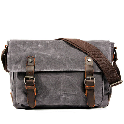 Khaki Waxed Canvas Side Bag Mens Cycling Canvas Messenger Bags For Men