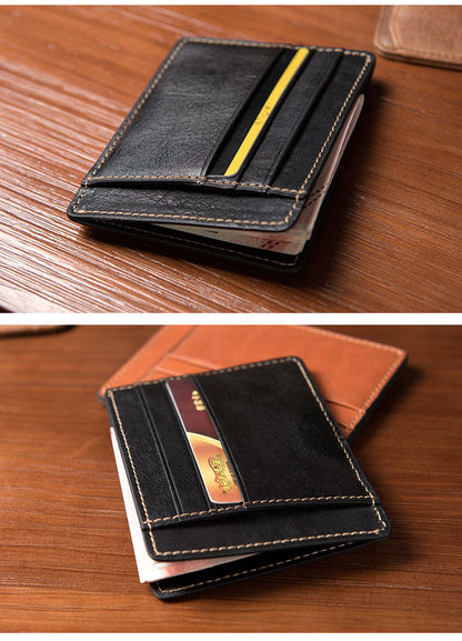 Brown Mens Slim Card Holder Front Pocket Wallet Minimalist Card Wallet For Men