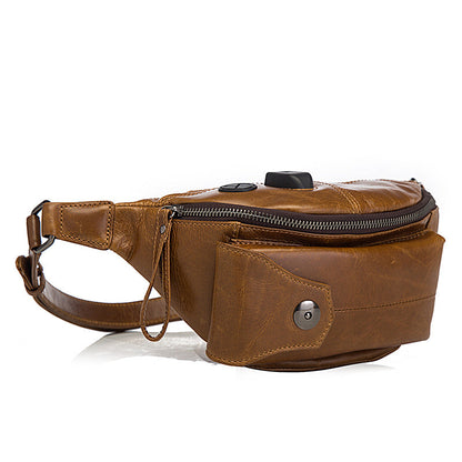 Vintage Brown Leather Men's Fanny Packs Hip Pack Waist Bag For Men