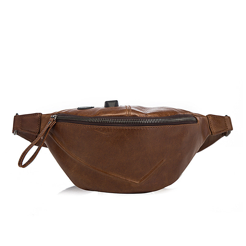 Vintage Brown Leather Men's Fanny Packs Hip Pack Waist Bag For Men