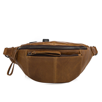 Vintage Brown Leather Men's Fanny Packs Hip Pack Waist Bag For Men