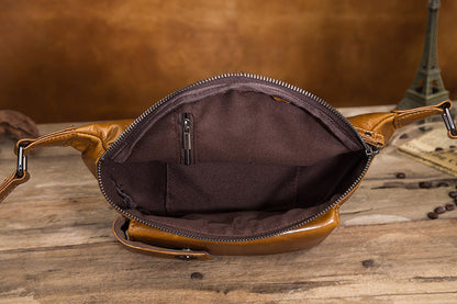 Vintage Brown Leather Men's Fanny Packs Hip Pack Waist Bag For Men