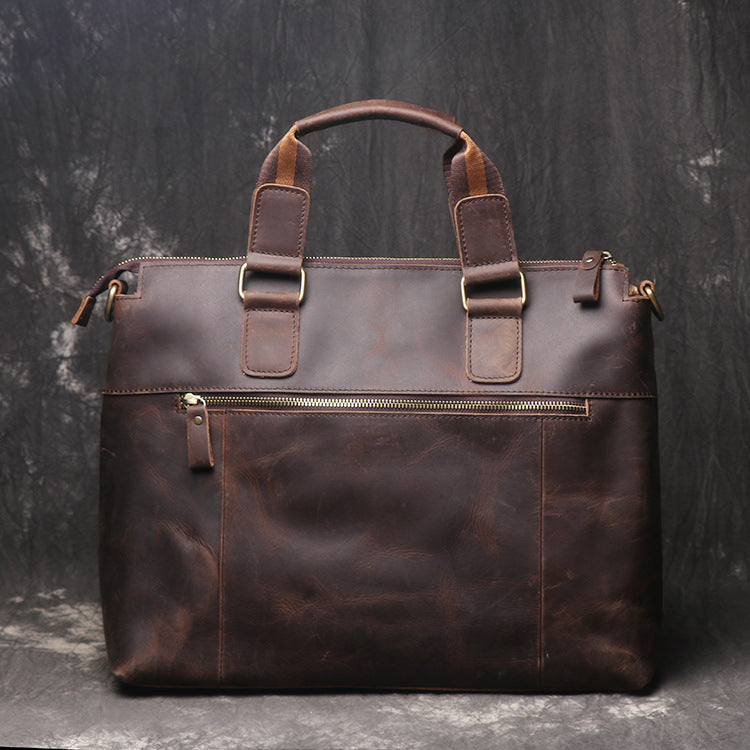 Leather Mens Briefcase 13inch Laptop Handbag Work Bag Business Bag Shoulder Bag For Men