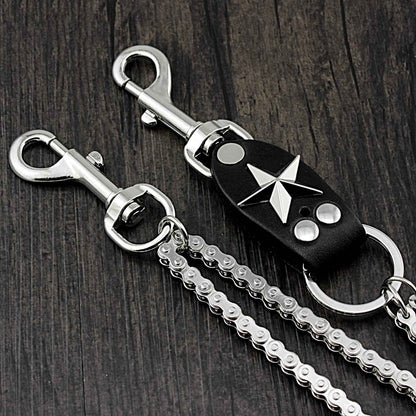 Mens Double Bike Wallet Chain Star Pants Chain Silver Biker Wallet Chain for Men