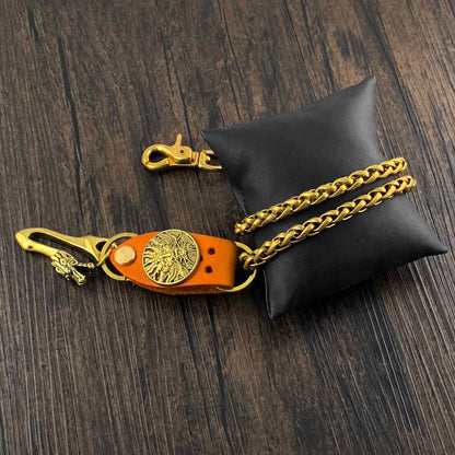 Gold Mens Wallet Chain Dragon Hook Brass Biker Wallet Chain Pants Chain For Men