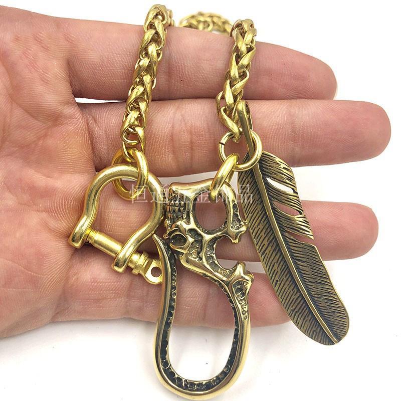 Cool SKull Brass Feather 19¡®a€?Rock Wallet Chain Biker Pants Chain Jeans Chain Jean Chain for Men