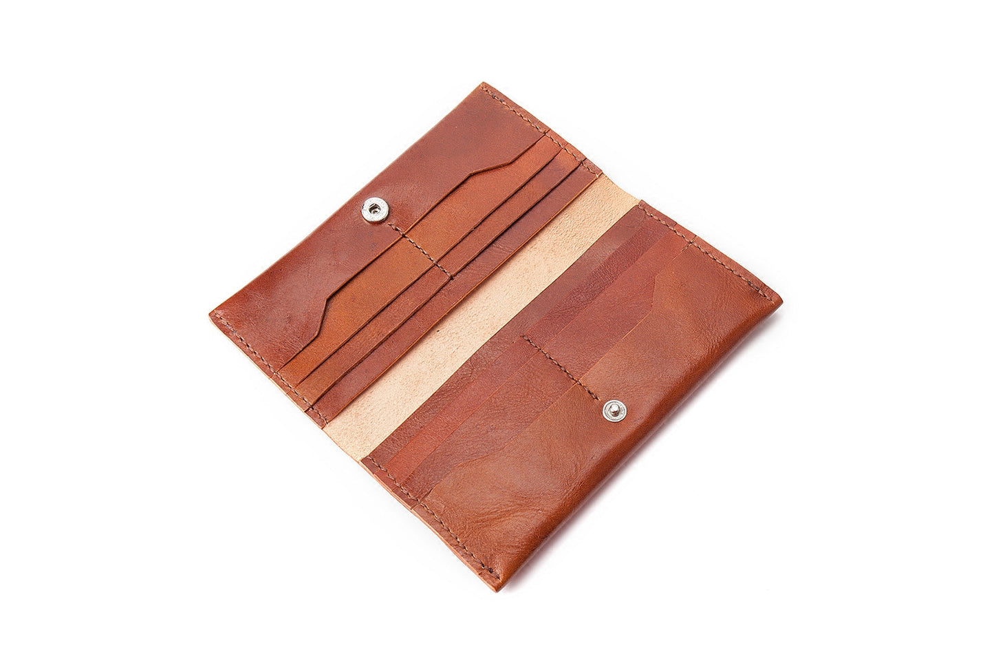 Handmade Brown Leather Mens Long Wallet Bifold Long Wallet CellPhone Wallet For Men