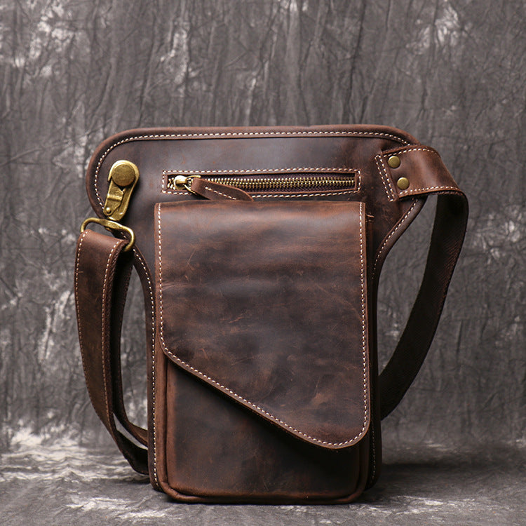 Mens Leather Thigh Bag Fanny Pack for Men Drop Leg Bag Brown Bum Bag Waist Bags