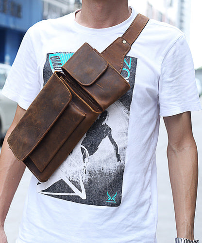 Cool Fashion LEATHER MEN'S Fanny Pack Waist Pack Belt Bag Belt Pack For Men