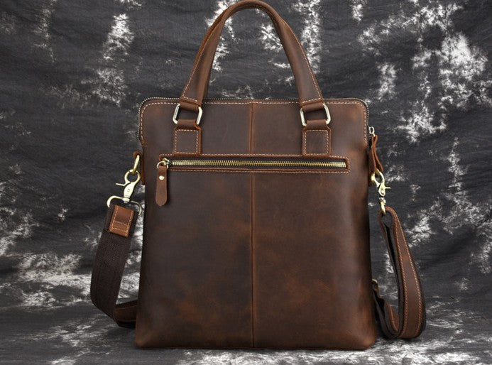 Vintage Leather Mens Briefcase Handbags 10inch Shoulder Bag Business Bag For Men