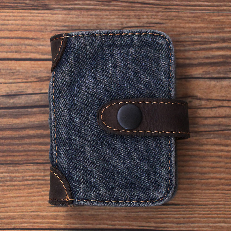 Denim Bifold Mens Card Wallet Denim Card Holders Card Wallets For Women