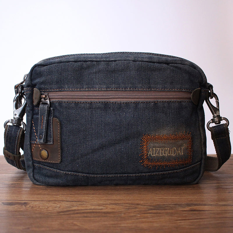 Blue Denim Mens Clutch bag Small Shoulder Bag Denim Small Messenger Bag For Men