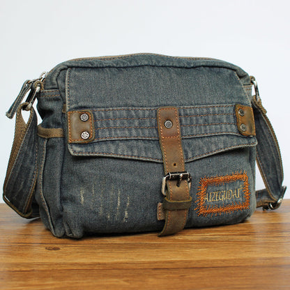 Blue Denim Small Messenger Bags Denim Small Side Bags Vintage Small Crossbody Bag For Men