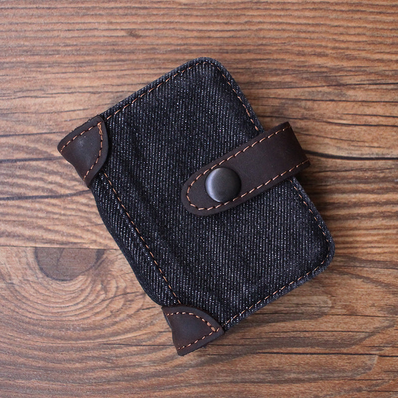 Blue Denim Bifold Mens Card Wallet Denim Card Holders Card Wallet For Women