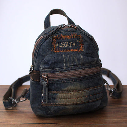 Denim Womens Backpack School Backpacks Vintage Denim Blue Backpacks For Women