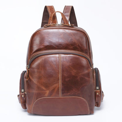 BROWN LEATHER MEN'S College Backpack Travel Backpack Leather Backpack For Men