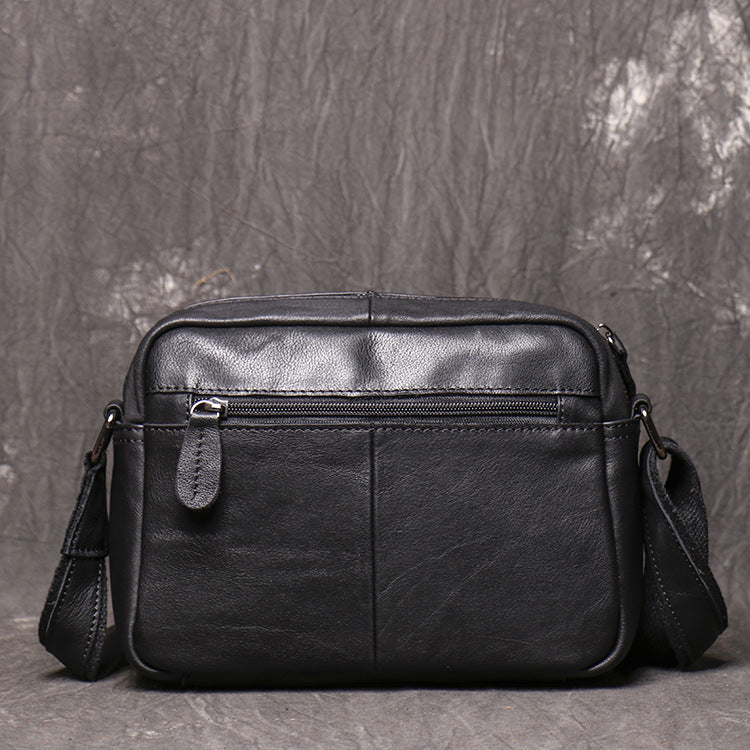 Black Courier Bags Leather Mens Small Side Bag Black Leather Messenger Bags for Men