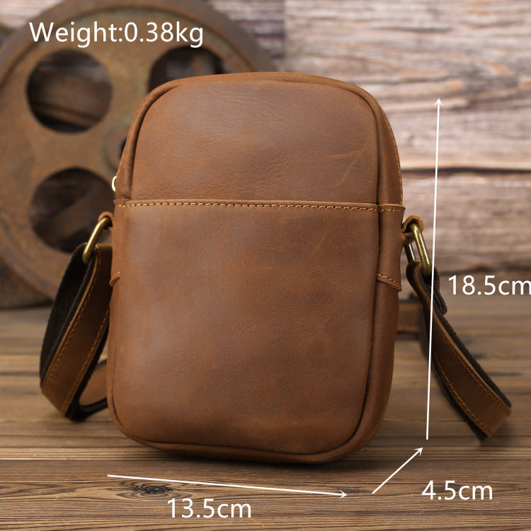 Black LEATHER MEN'S Small Side bag Brown Vertical Phone Bag MESSENGER BAG Courier Bag FOR MEN