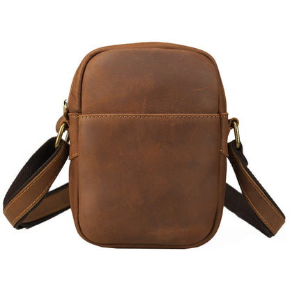 Black LEATHER MEN'S Small Side bag Brown Vertical Phone Bag MESSENGER BAG Courier Bag FOR MEN